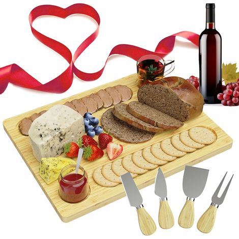 Tagliere Bambù Servire Stuzzichini Formaggi Marrone (1/5)