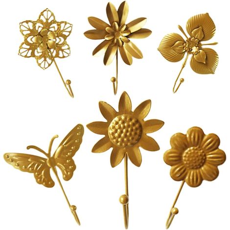 Lot de 6 cintres muraux créatifs en fer doré fixation sans (1/5)