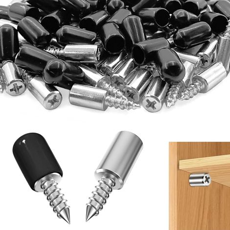 60 Pieces Shelf Pegs, Shelf Supports, Shelf Brackets for Bookshelves, Cabinets, Furniture (Black) (1/5)