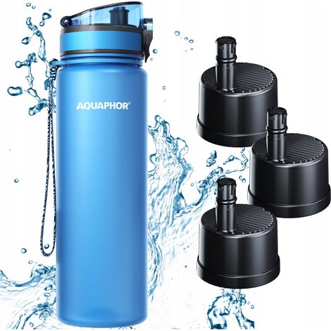 Flacone filtro Aquaphor City da 800 ml blu + 3 cartucce (1/5)