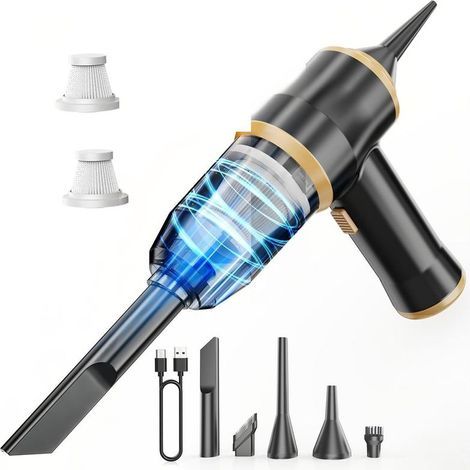 Mini-Autostaubsauger 5500 Pa – Kabelloser Handstaubsauger mit 2 Filtern, ideal für Auto, Sofa, Büro, Haustiere und Zuhause (1/4)
