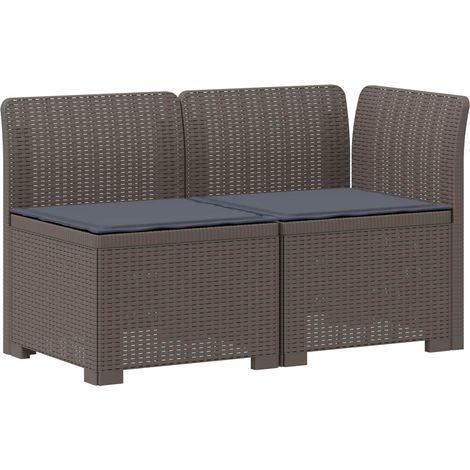 Maison Exclusive - 2-Sitzer Garten-Sofa mit Kissen Rattan-Look PP (1/5)