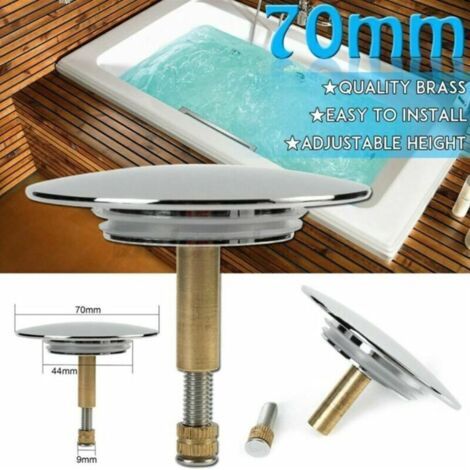 Tappo per vasca a doppia tenuta, diametro 72 mm, altezza regolabile, tappo per vasca