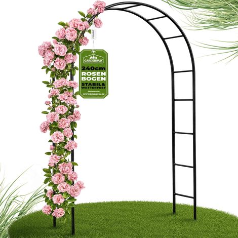 GARDEBRUK® Support pour plantes grimpantes noir en métal Arche de jardin Tuteur plantes Décoration extérieure 1x Arche de jardin