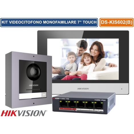HIKVISION VIDEO INTERCOM KIT IP 2MPX AD UNA CHIAMATA DISPLAY 7" E SWITCH 4 PORTE POE 1 PORTA UPLINK SD CARD