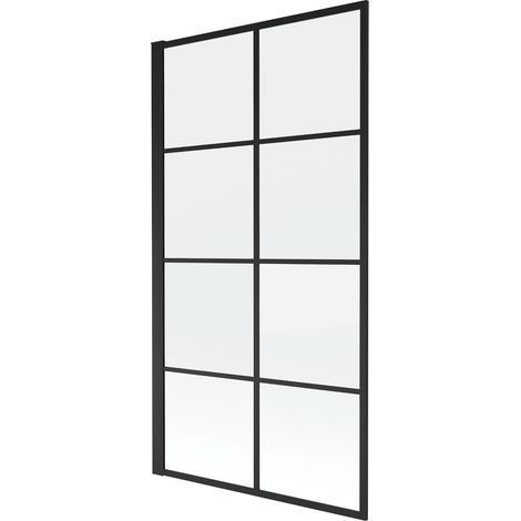 Mexen Alex paravento da vasca da bagno a 1 anta 70 x 140 cm, griglia nera - 893-070-001-70-77 (1/4)