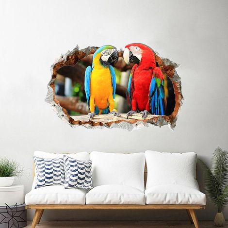 Sticker mural perroquet 3D - Décoration intérieure - Papier peint artistique - Chambre à coucher (1/5)