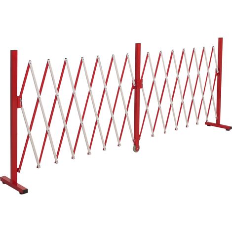 Recinto traliccio a fisarmonica estensibile con ruote HHG-977 alluminio rosso bianco altezza 103cm, larghezza 53-411cm (1/5)