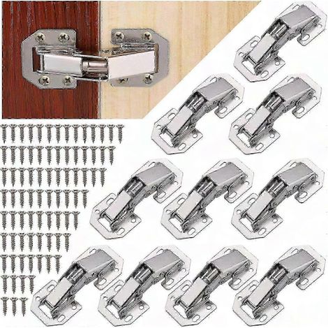 10Pcs Silent Close Hinges with Screws, 90 Degree Cabinet Hinge for Kitchen Cupboard, Wardrobe Door, Bathroom Vanity Cupboard Hardware (1/5)