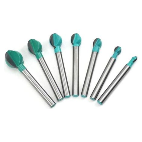 Fraise à Fond Rond Bois, 7PCS 6 mm Tige 6/8/10/12/14/16/19 mm Routeur Core Box Bits, Fraise à Rainurer pour Défonceuse Outil de Coupe Bit de Routeur (1/5)