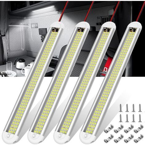 Iluminación interior LED 12-85V, blanca, cuatro unidades, 30X3,5X1,2cm, lámpara de lectura para coche, iluminación de techo, iluminación de maletero. (1/5)