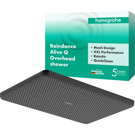 Hansgrohe Raindance Alive Q - Rociador de ducha, 21x34 cm, cromo negro cepillado 24530340 (1/5)