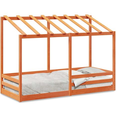 Maison Exclusive - Kinderbett mit Dach Wachsbraun 90x190 cm Massi