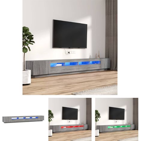 The Living Store - 3-tlg. TV-Schrank-Set LED-Leuchten Grau Sonoma Holzwerkstoff (1/5)