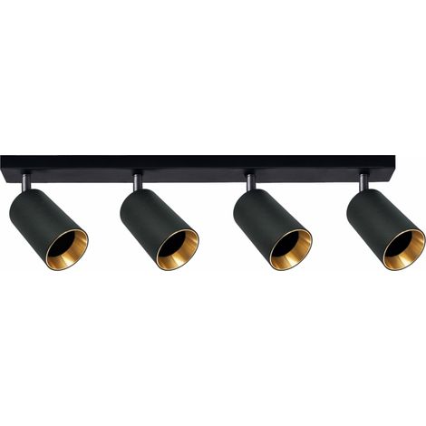 Spot plafond/mur 4xGU10 noir/or en alu Maribel Polux (1/5)