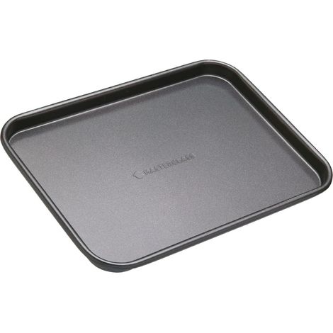 MasterClass Bandeja de horno antiadherente sin PTFE, PFOA ni BPA, robusta de acero al carbono de 1 mm de grosor para hornear y asar, acero al carbono, 24 x 18 cm, gris