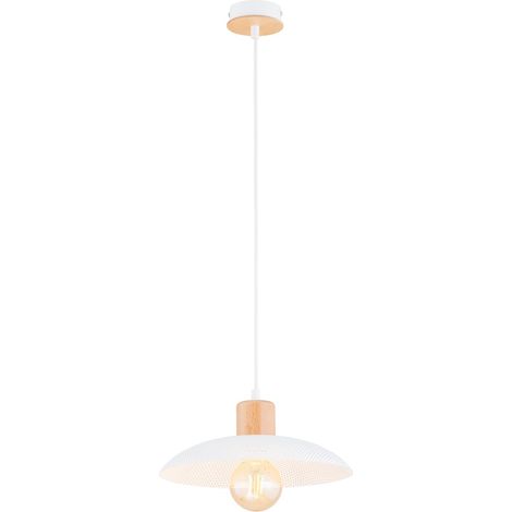Suspension scandinave blanche bois clair Kobe Ø30 E27 (1/5)