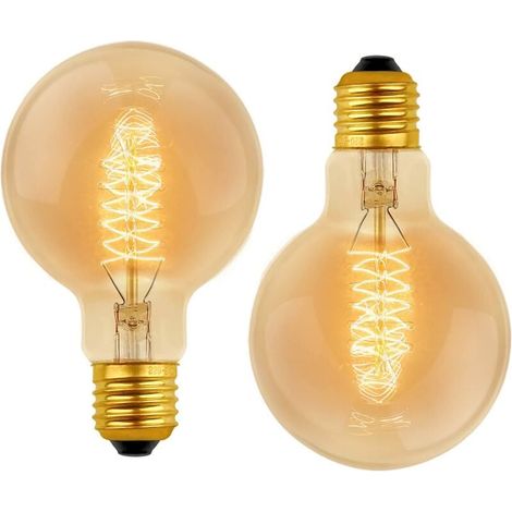 [NON UTILIZZATO] Confezione da 2 lampadine decorative a incandescenza retrò G80 E27, 40W bianco caldo 2700K, CA 220V, lampada a filamento di tungsteno a spirale E27 (1/4)