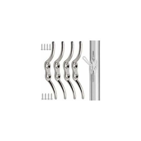 4 ganchos de acero inoxidable de 100 mm para mástiles y cuerdas. Ganchos para asegurar cuerdas en mástiles de banderas, barcos, toldos, persianas y lonas. (1/5)