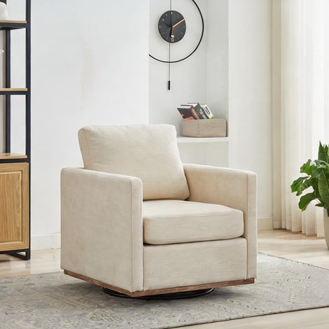 Fauteuil beige en chenille 85 x 78 x 88,5 cm (1/5)