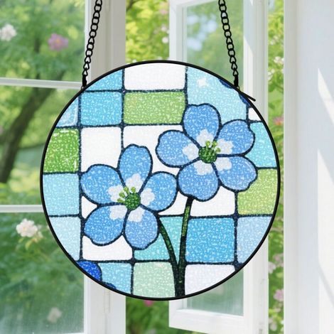 20cm Suspension décorative vitrale pour fenêtre, motif floral, décoration colorée pour la maison, cadeau pour toutes occasions (1/5)