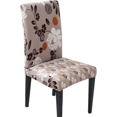 4 Housses de Chaise Douces Lavables pour 4/6 - Pose Elastique Velours Gris Maïs Style B (1/5)