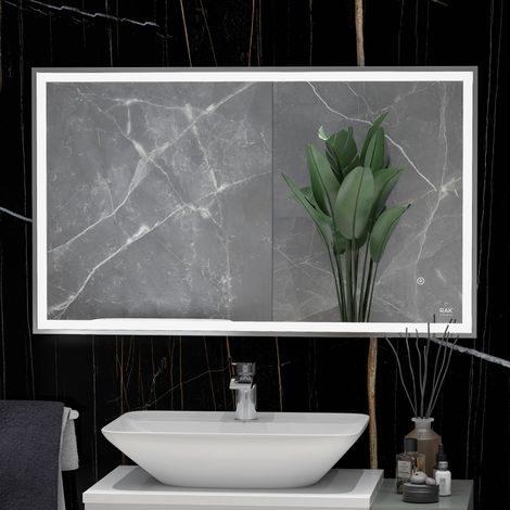 RAK Picture Chrome 600mm x 1000mm Square Illuminated LED Mirror - RAKPICSQCP5003 (1/2)