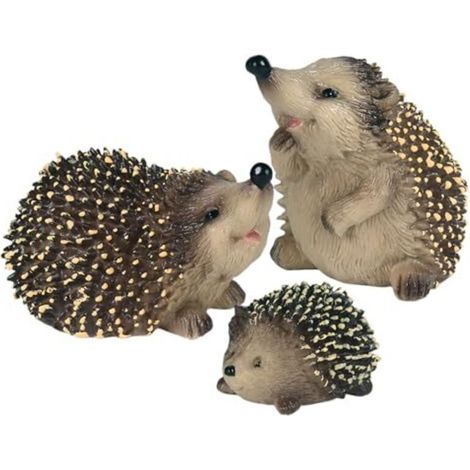 3-teiliges Deko-Igelfiguren-Set: Baby-Igel im Blatt, realistische Igelstatue aus Polyresin für Haustiere, frost- und farbbeständig