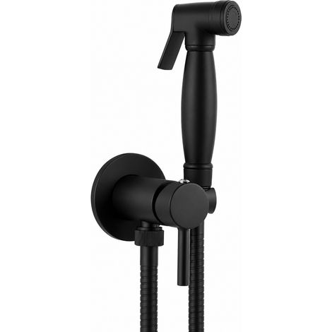 Ensemble bidet avec mitigeur et douche en laiton finition noir mat Pollini Acqua Desing D09181203NO  Noir mat