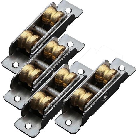 Poulie Fenêtre - Double Roue Concave En Cuivre - Pour Portes Coulissantes Et Fenêtres - 4 Pièces (1/5)
