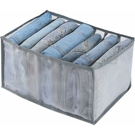 Organisateur de tiroir pliable à 7 compartiments, boîte de rangement respirante pour t-shirts, jupes, vêtements fins à manches courtes, pour armoire ou penderie, gris, 25 x 36 x 20 cm (1/4)
