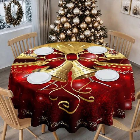 Nappe de Noël imperméable en tissu, motif imprimé de Noël, décoration de table pour les fêtes, nappe rectangulaire 661 (1/3)