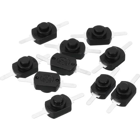 Verrouillage Pousser Bouton Interrupteur, 10 Pcs Droit Pieds Marche/Arrêt Autoblocage DC 30V 1A Micro Contrôle Interrupteur pour Lampe Poche Lumière Lampe Mur Sortie DIY, Noir (1/5)