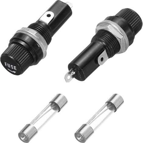 2Pcs Panel Mounted Fuse Holders 45 x 18.4mm 250V 125V 20A Screw Cap Fuse Holders with 2 Pcs 6 x 30mm Fast Blow Glass Tube Fuses (1/5)