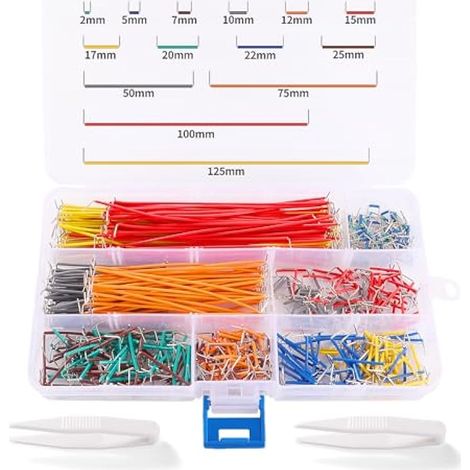 560 Pièces Forme de U Breadboard Jumper Câble, Fils de Cavalier de Planche à Pain, Câble Jumper sans Soudure, Câble Bread Board Fil, avec 2 Pince à Épiler, pour Bouclier DIY, Breadboard (1/4)
