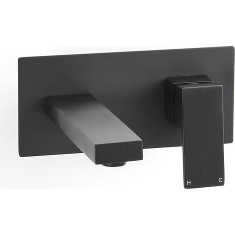 Milano Preto Wall Mounted Basin Mixer Tap - Black (1/5)