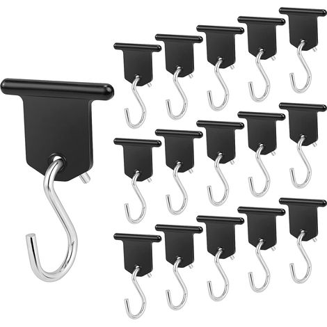 16 Paires Crochet Auvent Camping Car Accessoires Auvent RV Crochet en Forme de S Facile a Installer pour Camping Car Caravane Fournitures Intérieures Extérieures Tente de Noël (Noir) (1/5)