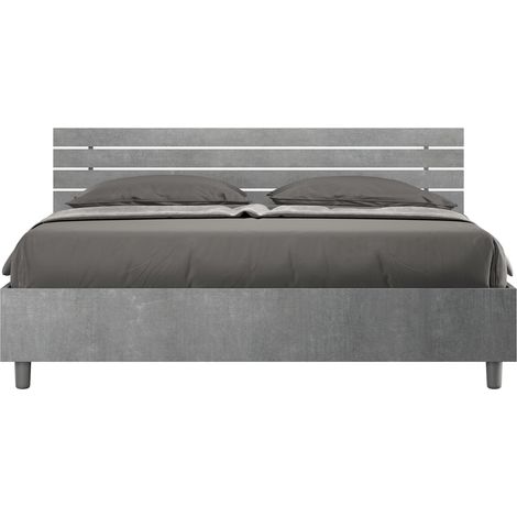 Letto Matrimoniale 160x200 cm Senza Rete Testata Doghe Inclinata Ankel Grigio (1/4)