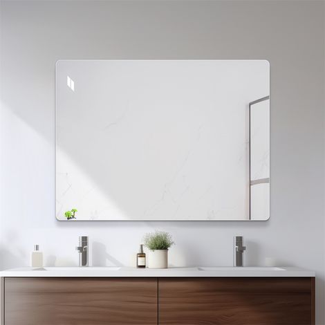 Miroir de Salle de Bain Ellipse - 60x80cm - Sans Cadre HD sans Cuivre Mural Vertical ou Horizontal avec Film de Protection - Argent (1/5)