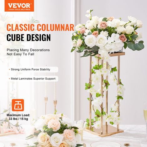 4PCS Support de Fleurs de Mariage 60 cm Porte-fleurs Métal Doré Centre de Table Mariage Vase Géométrique Stratifié Présentoir Flora… (1/5)