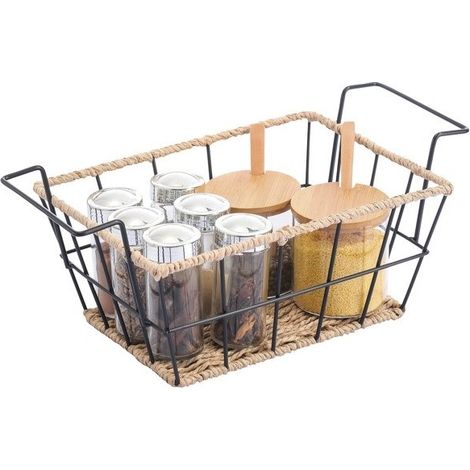 Cesta de almacenamiento Cuerda de acero y papel S WAPI Negro mate MSV