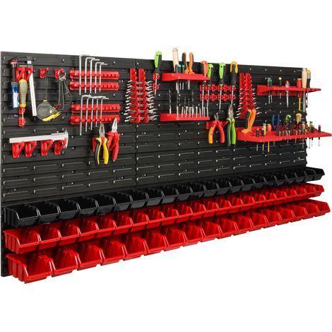 Tablero de herramientas para taller 172x78 cm + 61 bandejas