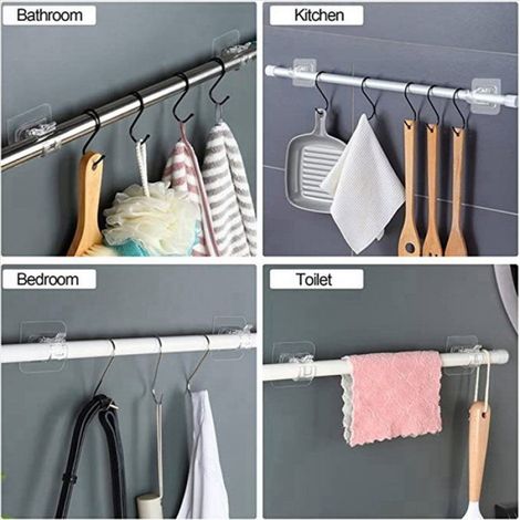 32 PièCes Pas de Perceuse Supports de Tringle à Rideau Crochets de Support de Tringle à Rideau Crochets de Tringle à Rideau Sans (1/5)