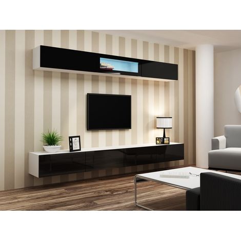Vitrina Cama MUEBLES VIGO 90 cm - Blanco y Negro, Mueble suspendido (1/5)