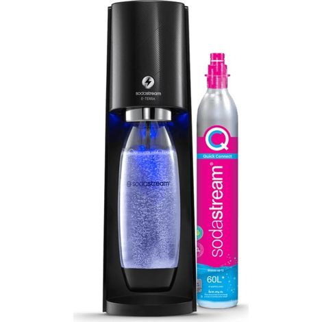 Machine à soda E-TERRANOIRE – Préparation d'eau gazeuse et sodas – Couleur noir – Gamme E-Terra – Sodastream