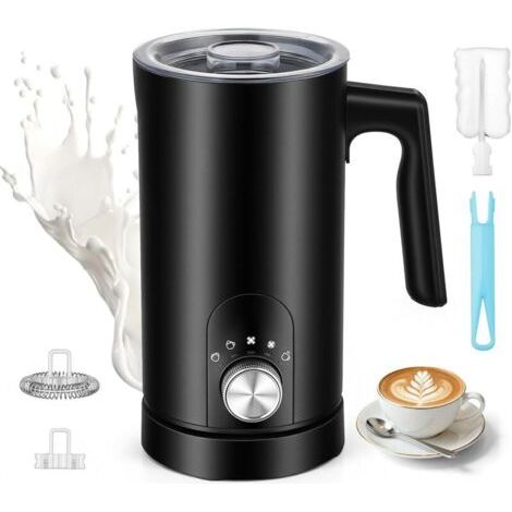Mousseur à lait électrique 5 en 1, mousseur à lait automatique 350 ml pour mousse de lait chaude ou froide avec revêtement antiadhésif, commande à un clic pour chocolat, cappuccino, blanc