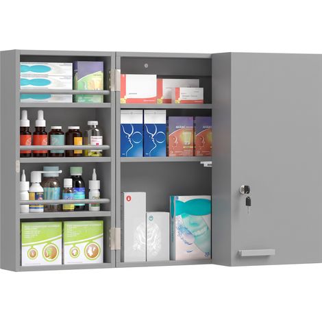 Meuble de rangement salle de bain, Construite avec des matériaux, cette armoire à pharmacie, gris panneau de particules (1/5)