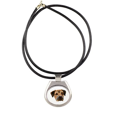 Border Terrier - collar con una foto e inscripción geométrica de Art-Dog (1/3)