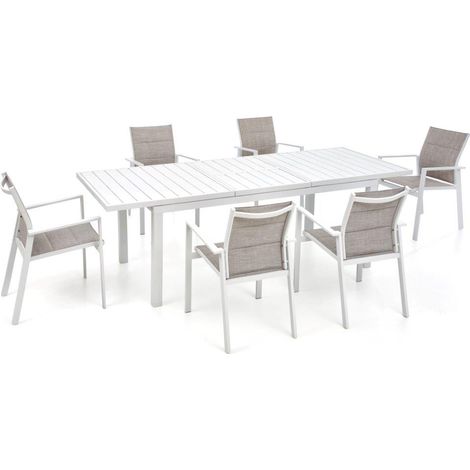 TAVOLO ALLUMINIO PALM BEACH ALLUNGABILE165/225x90 BIANCO M096501-08