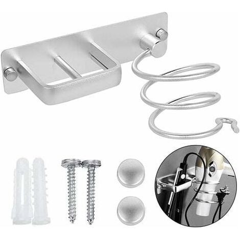 Porte Sèche Cheveux, Fer à Lisser Support de Porte Sèche Cheveux Mural en Aluminium, avec Range-câbles pour Ranger Le sèche-Cheveux, Le lisseur, Les brosses à Cheveux et Plus (1/5)